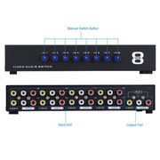8 In 1 Out Composite Video Audio 3 RCA AV Switch Switcher Box Selector