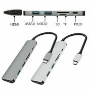 Type C Adapter USB C Hub 6in1 Combo USB-C 3.1 4K HDMI PD Dual USB3.0